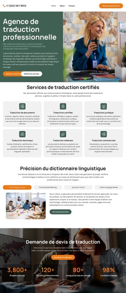 Agence De Traduction De Dictionnaires – Page De Destination HTML