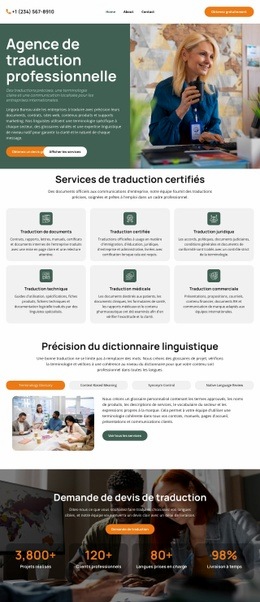 Agence De Traduction De Dictionnaires - Modèle D'Une Page Réactif
