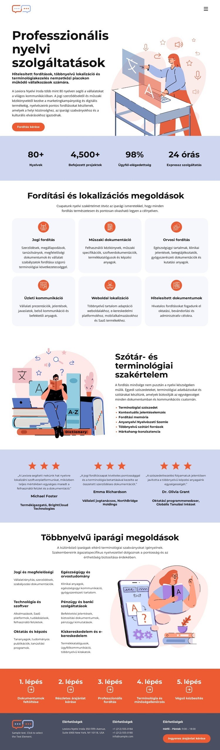 Szótárfordító Iroda Weboldal sablon