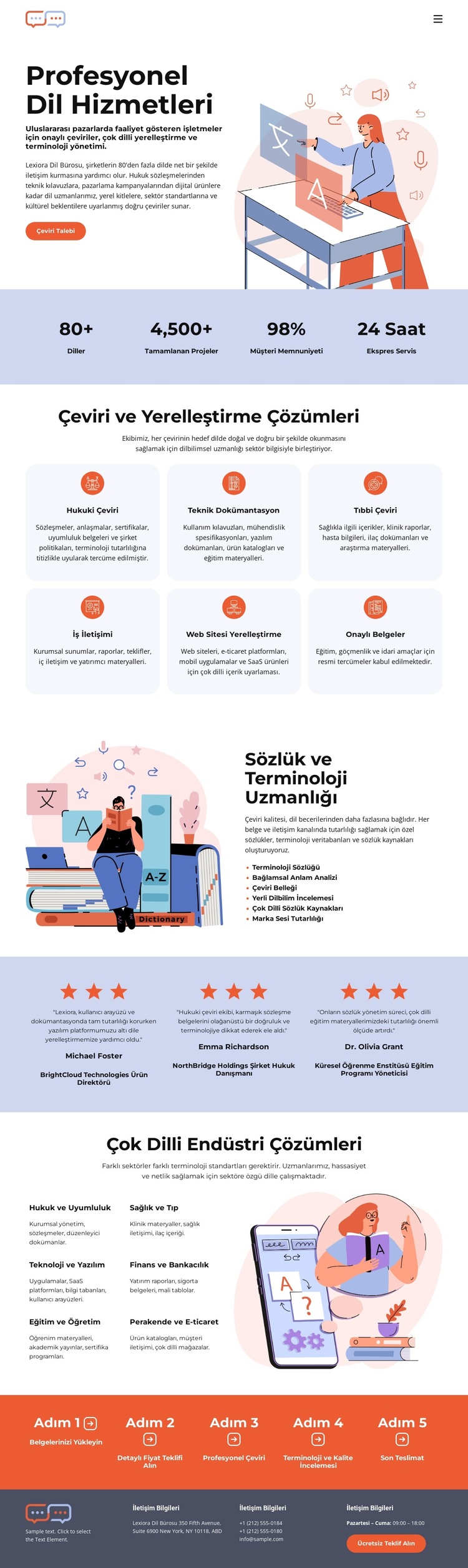 Sözlük Çeviri Bürosu Web Sitesi Şablonu