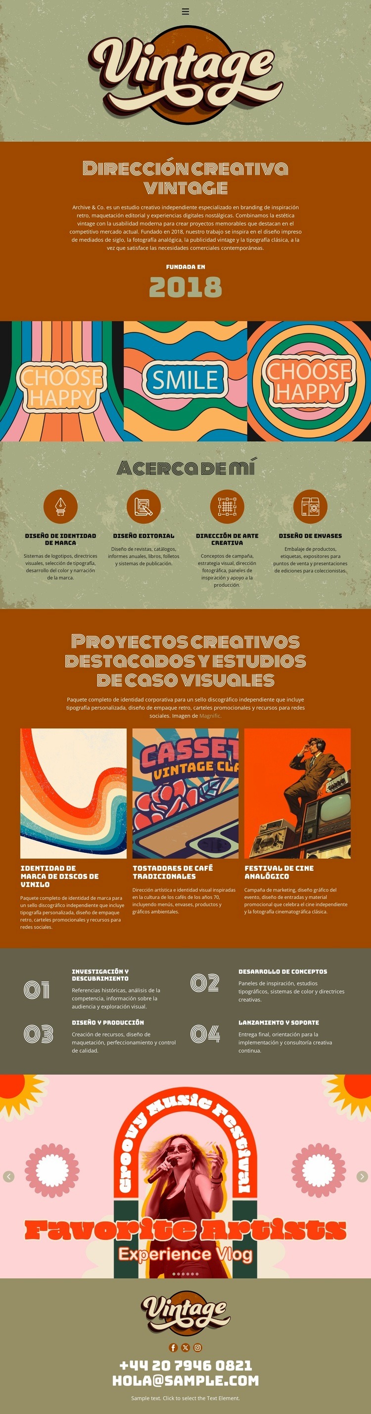 Portafolio de diseñador vintage Página de destino
