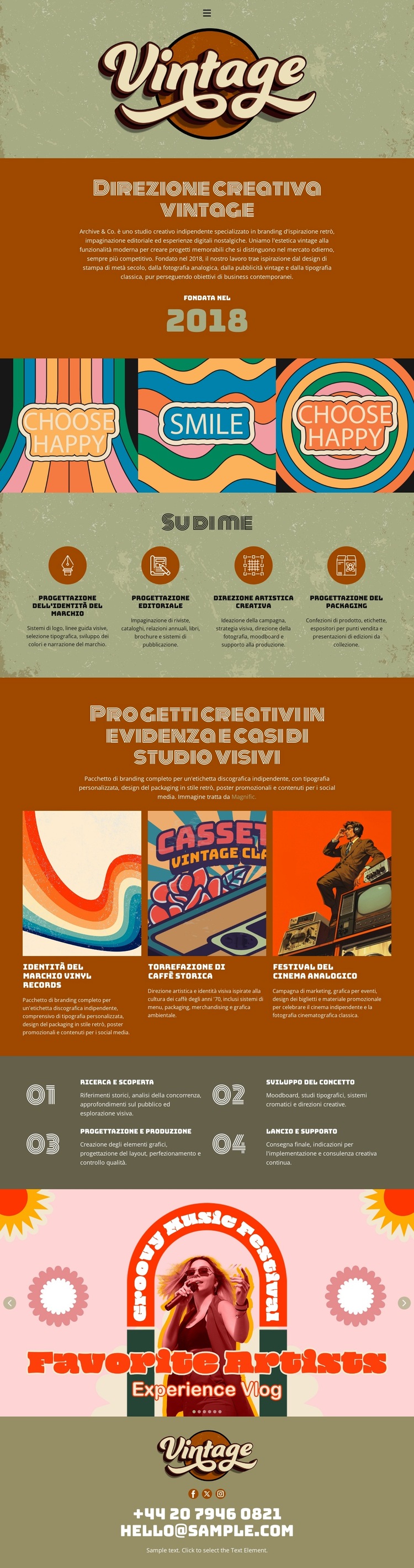Portfolio di designer vintage Modello di sito Web