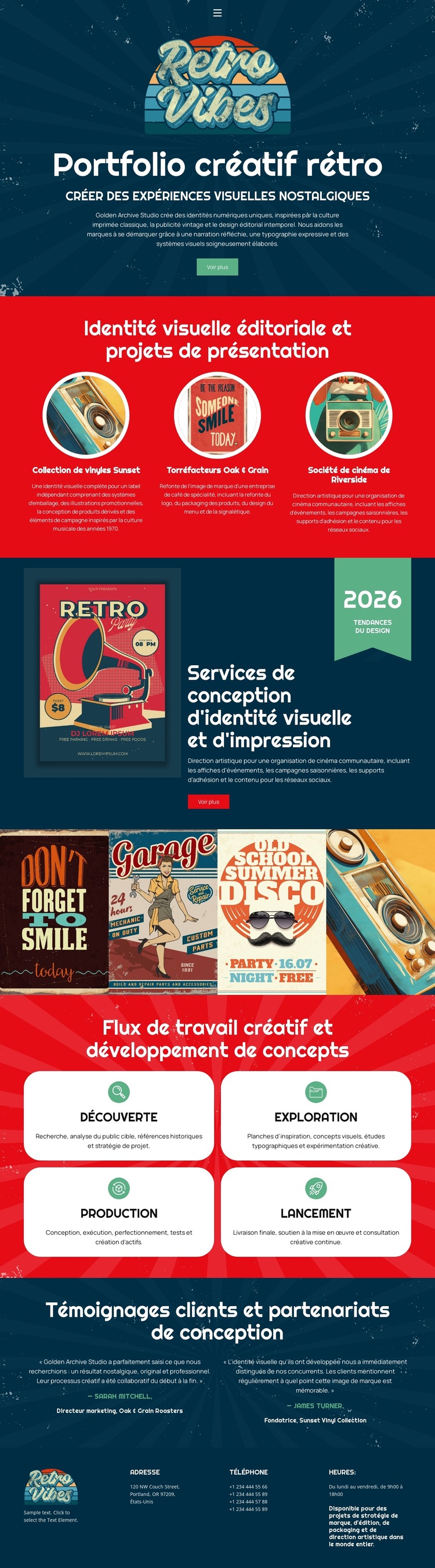Portfolio créatif vintage Modèle de site Web