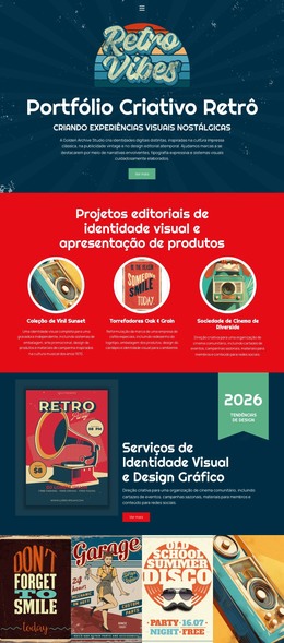HTML Responsivo Para Portfólio Criativo Vintage