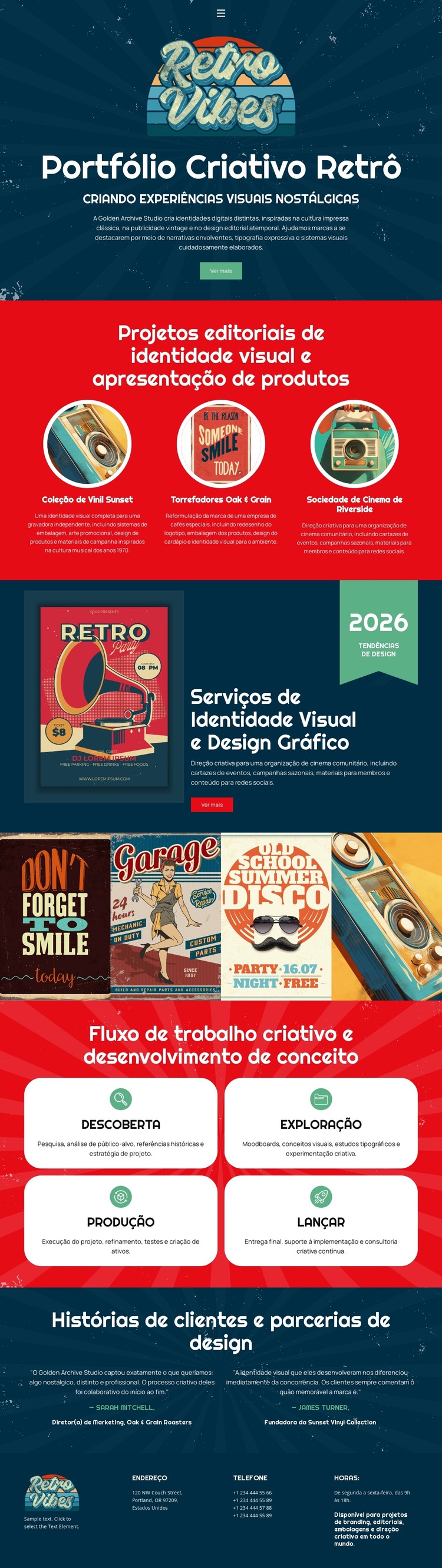 Portfólio Criativo Vintage Modelo de site