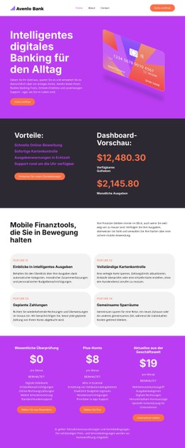 Moderne Digitalbank HTML5- Und CSS3-Vorlage