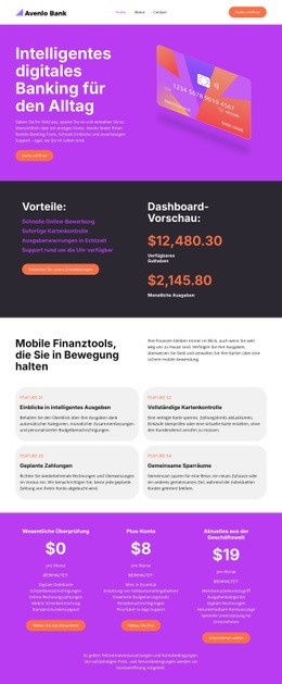 Moderne Digitalbank - Zielseite