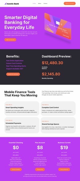 Modern Digital Bank - Html Code Online