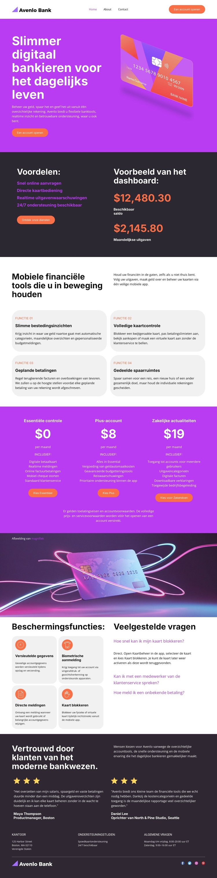 Moderne digitale bank Website sjabloon