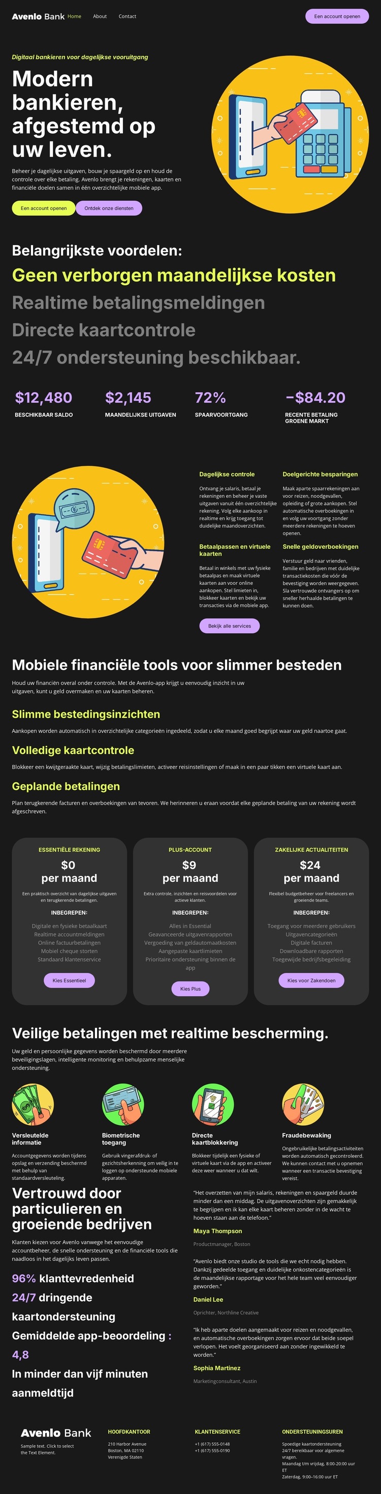 Persoonlijke financiële bank Website sjabloon