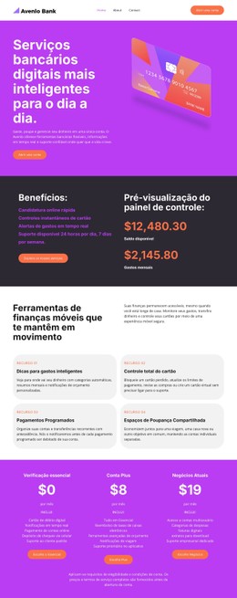 Banco Digital Moderno Modelo HTML5 E CSS3