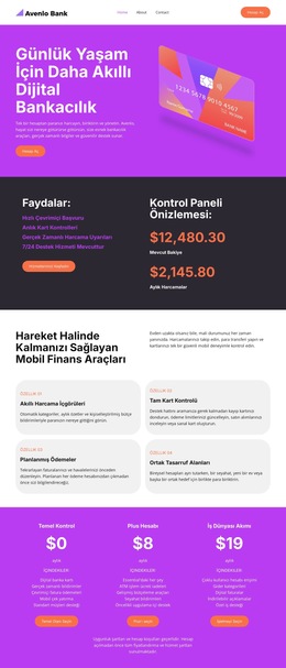 Modern Dijital Banka - Web Şablonu