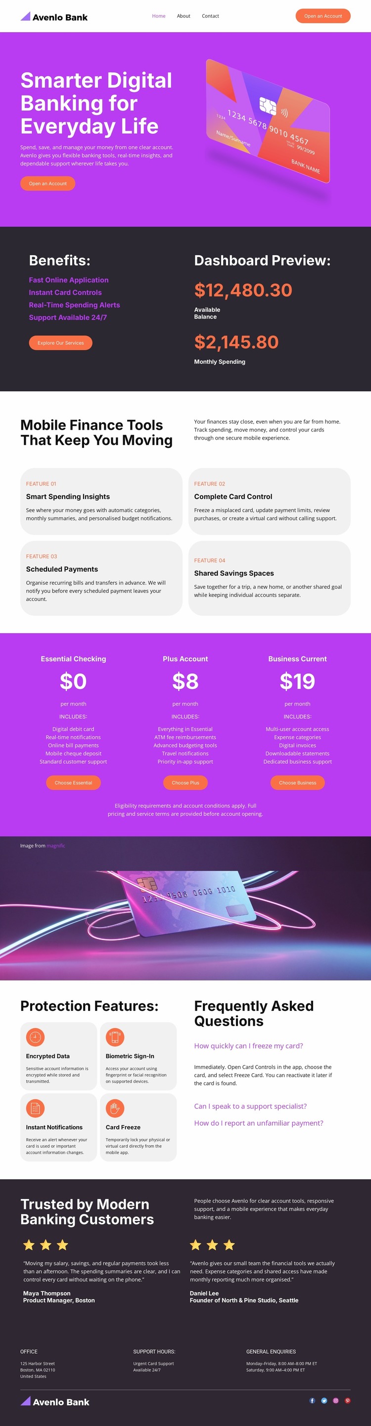 Modern Digital Bank Website Mockup