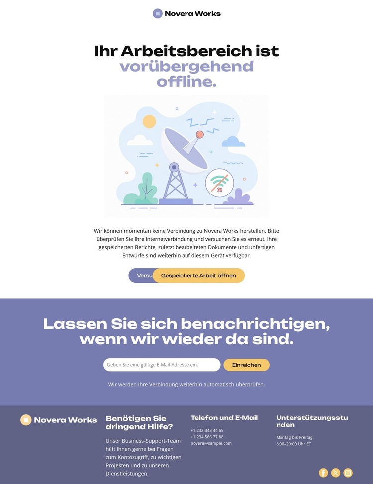 Offline-Seiten-Website Website-Vorlage