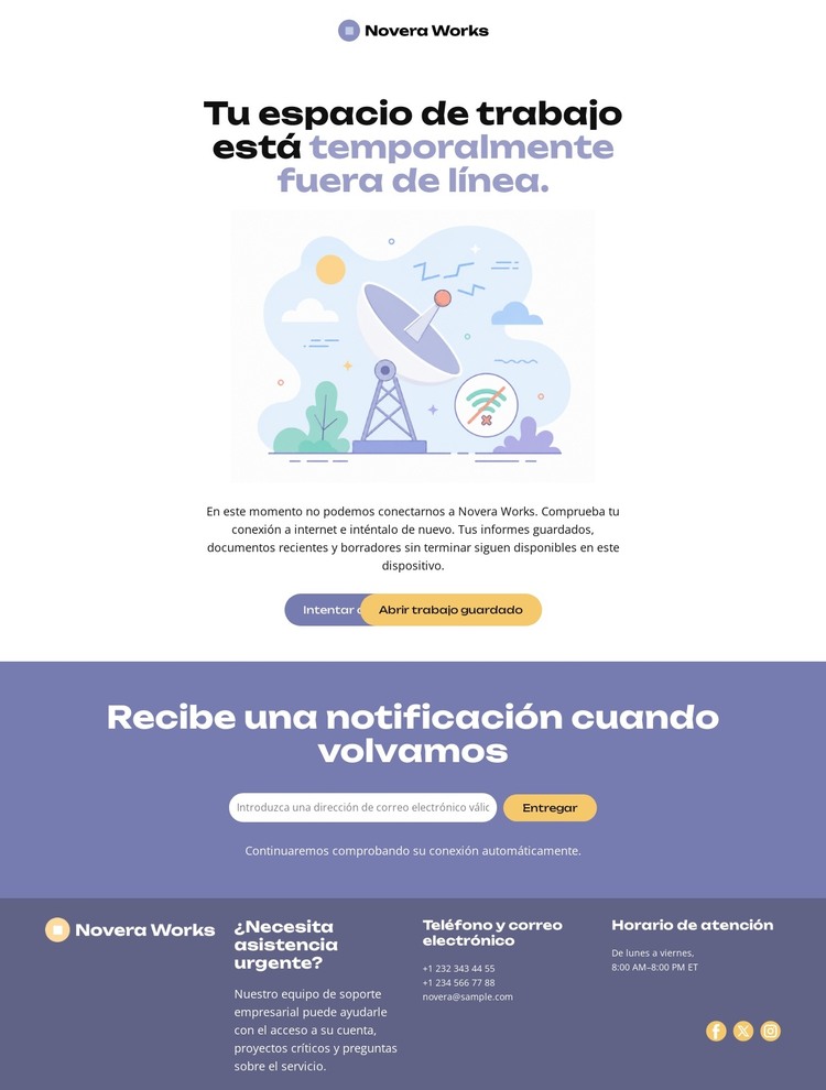 Página web sin conexión Plantilla HTML