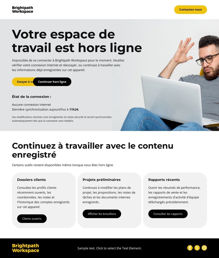 Page hors ligne de l'entreprise Thème WordPress