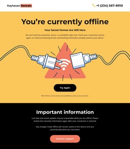 No Connection Page - Functionality HTML5 Template
