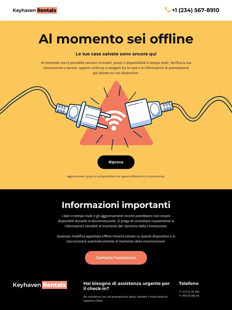 Nessuna connessione alla pagina Modello HTML