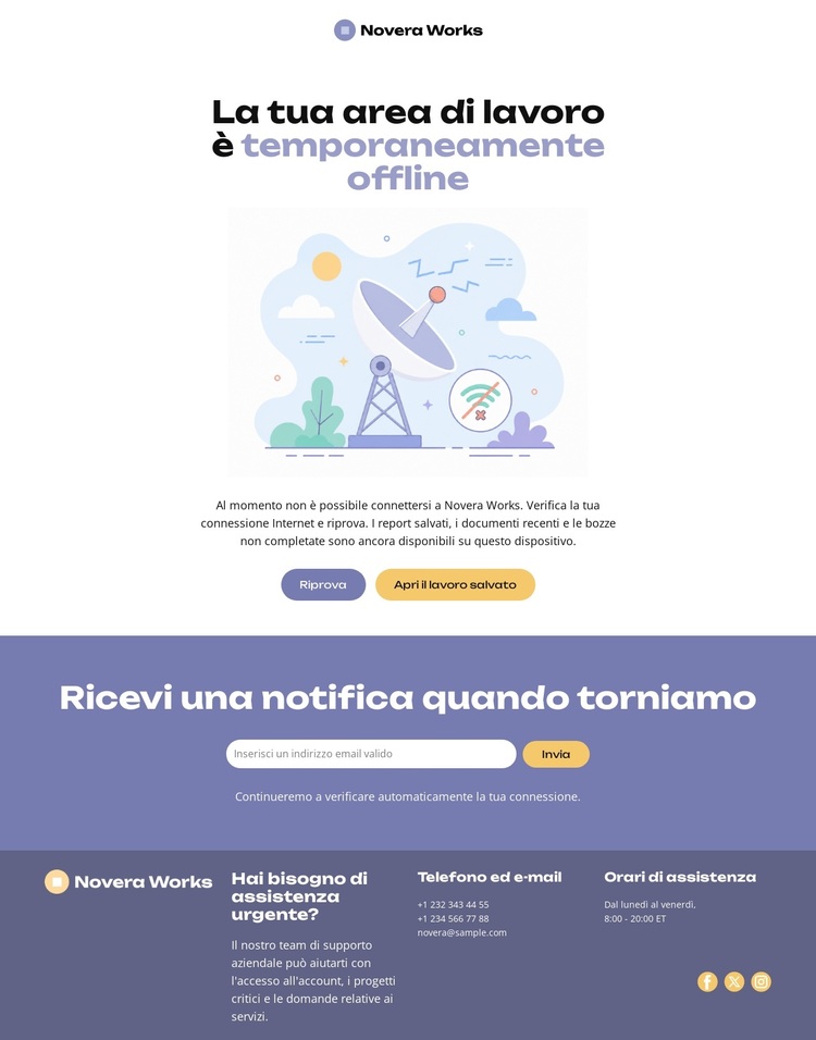 Sito web della pagina offline Tema WordPress