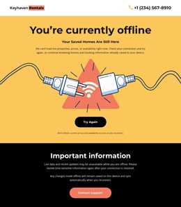 No Connection Page - Simple One Page Template