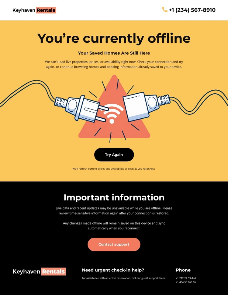 No Connection Page One Page Template
