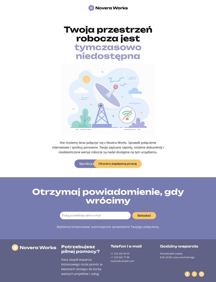 Strona internetowa offline Szablon witryny sieci Web