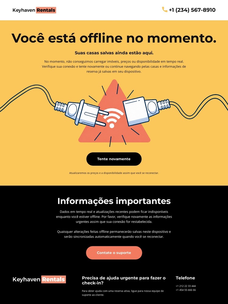 Página sem conexão Modelo de site
