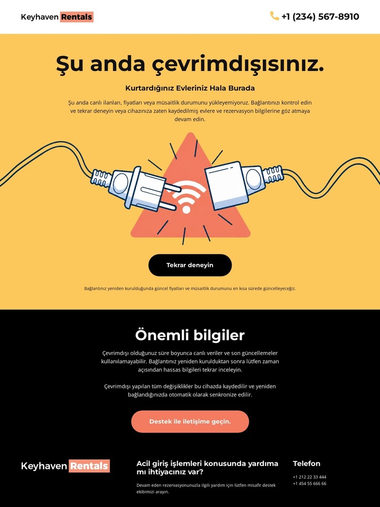 Bağlantı Yok Sayfası CSS Şablonu