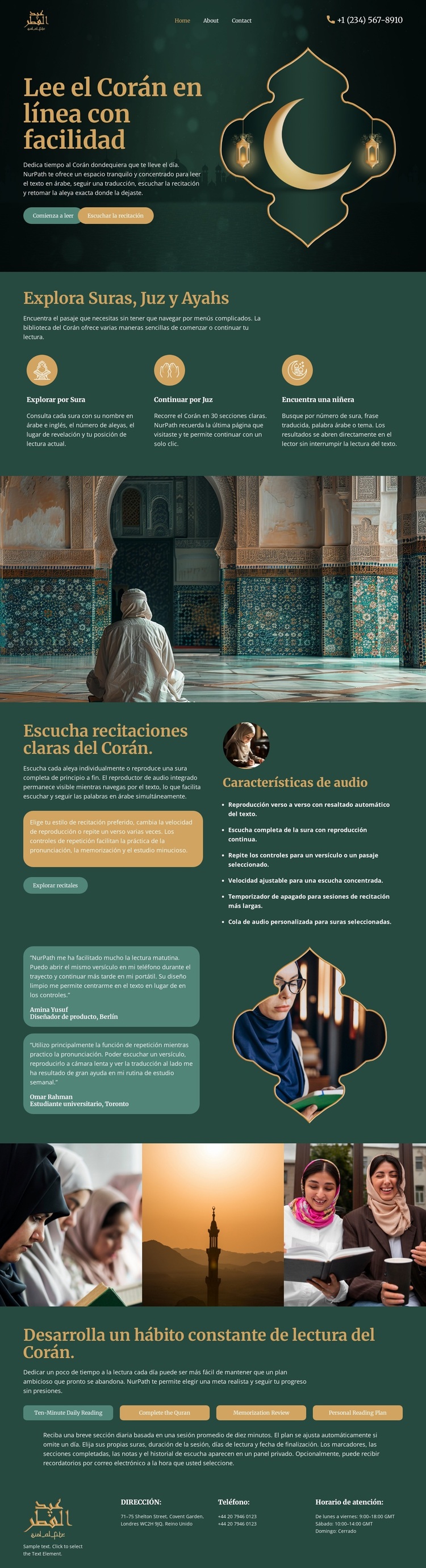 Lectura del Corán en línea Tema de WordPress