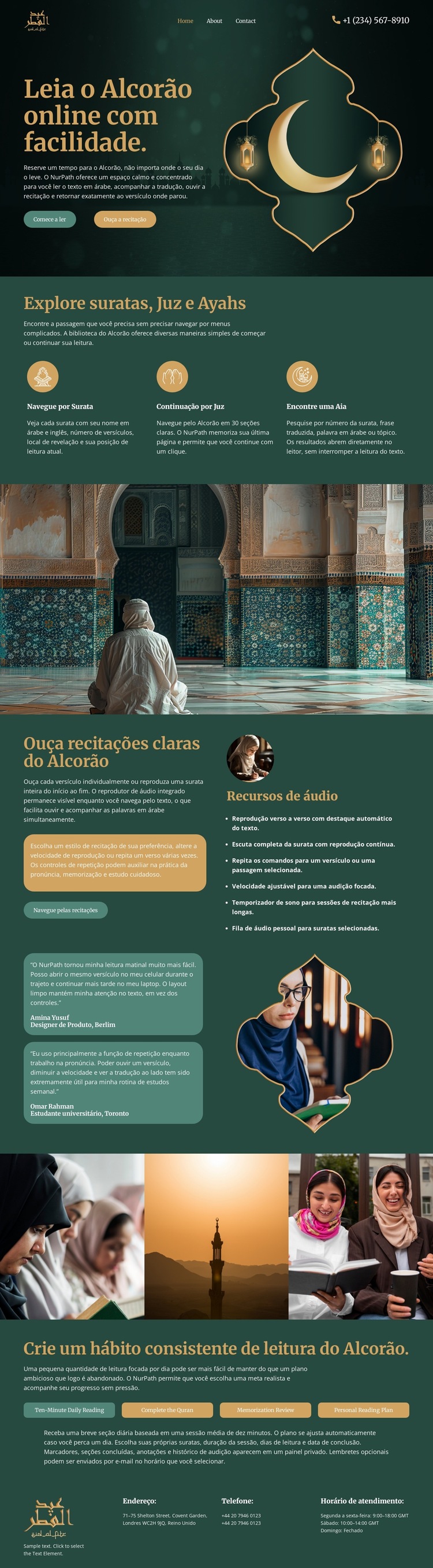 Leitura do Alcorão online Modelo de site