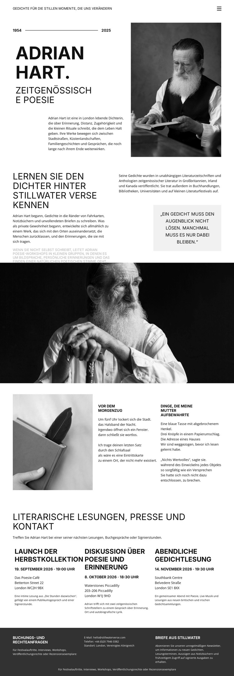 Gedichtband und Autor HTML-Vorlage