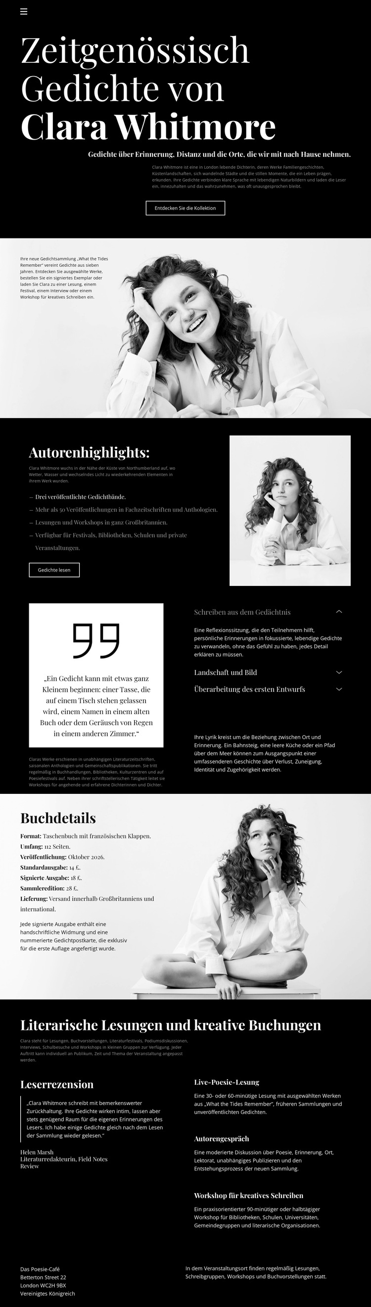 Autor moderner Gedichte Website-Vorlage