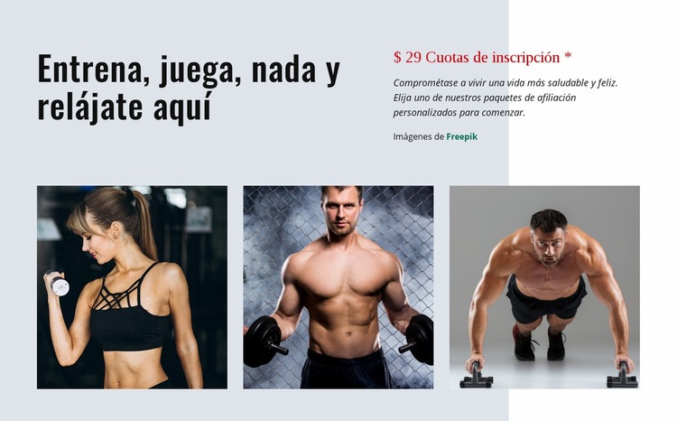 Entrena, juega y relájate Diseño de páginas web