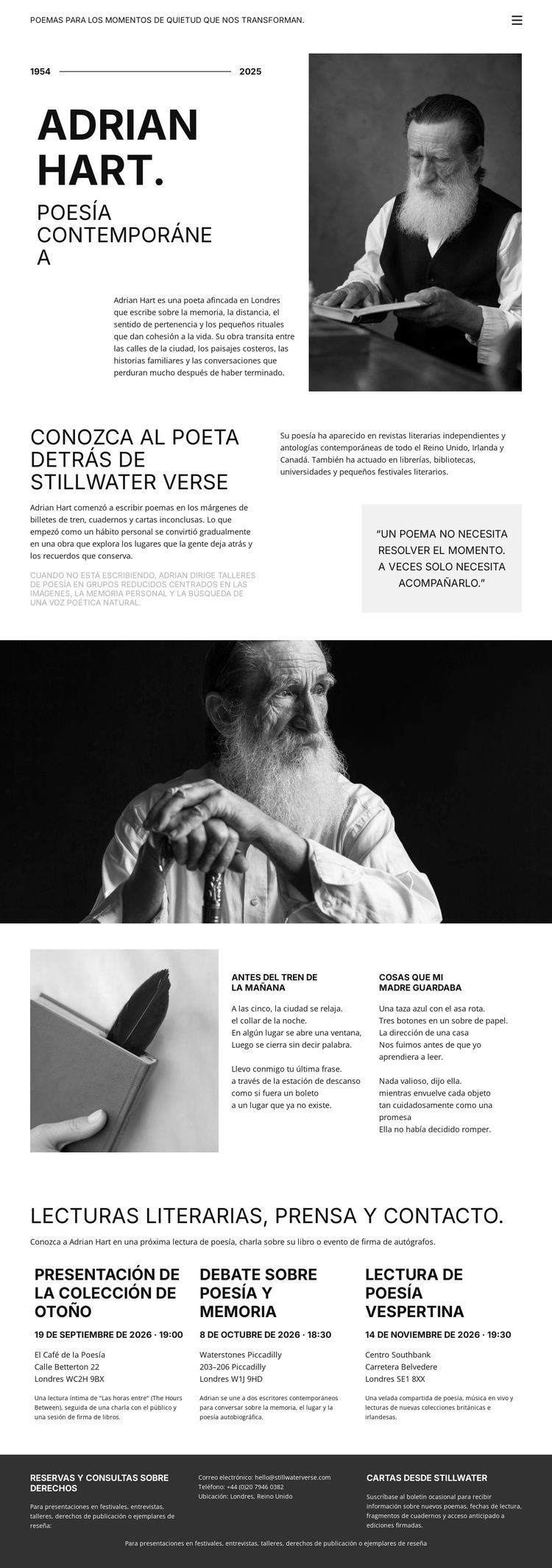 Libro de poesía y autor Plantilla de sitio web