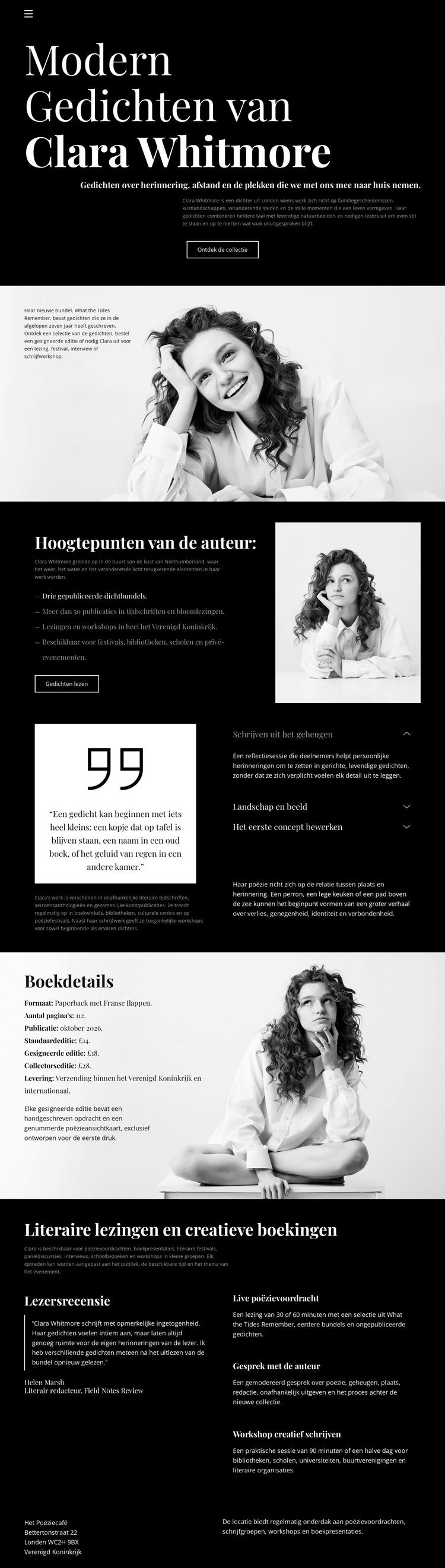 Auteur van moderne poëzie Website sjabloon