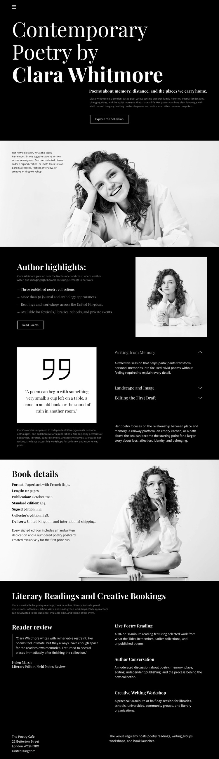 Modern Poetry Author Website Mockup