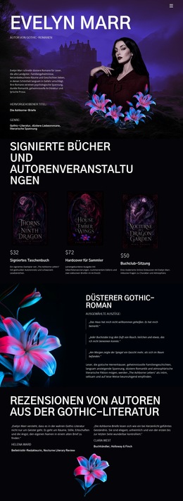 Autor Von Düsterer Fiktion - Premium-Website-Vorlage Für Unternehmen