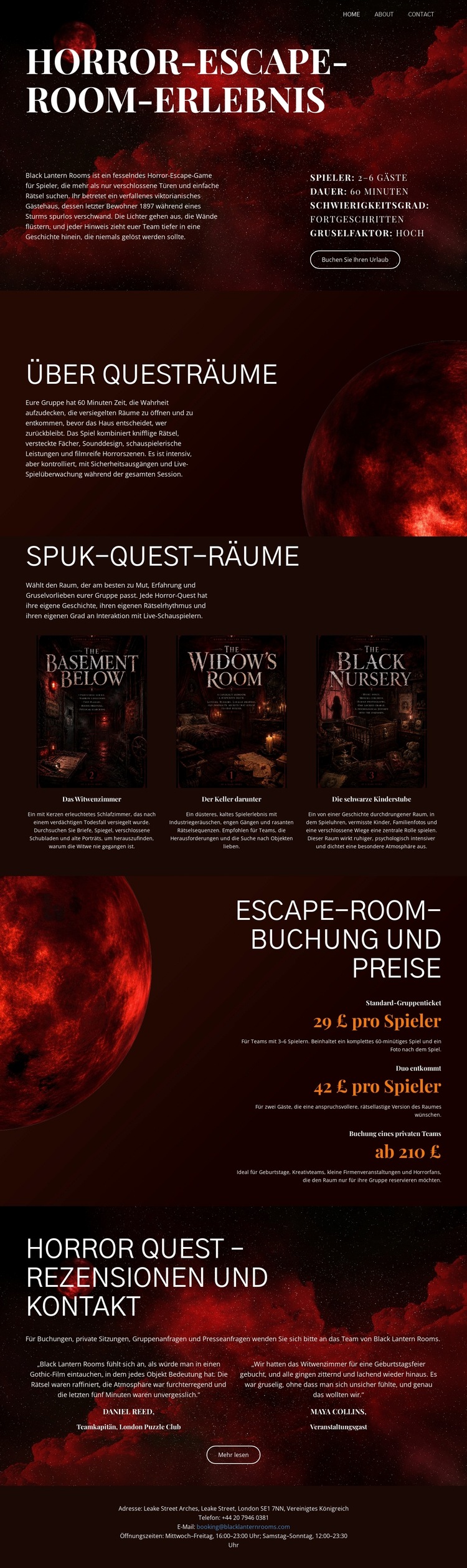 Horror-Escape-Room Website-Vorlage