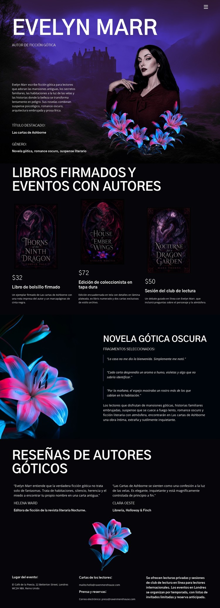 Autor de ficción oscura Plantilla CSS