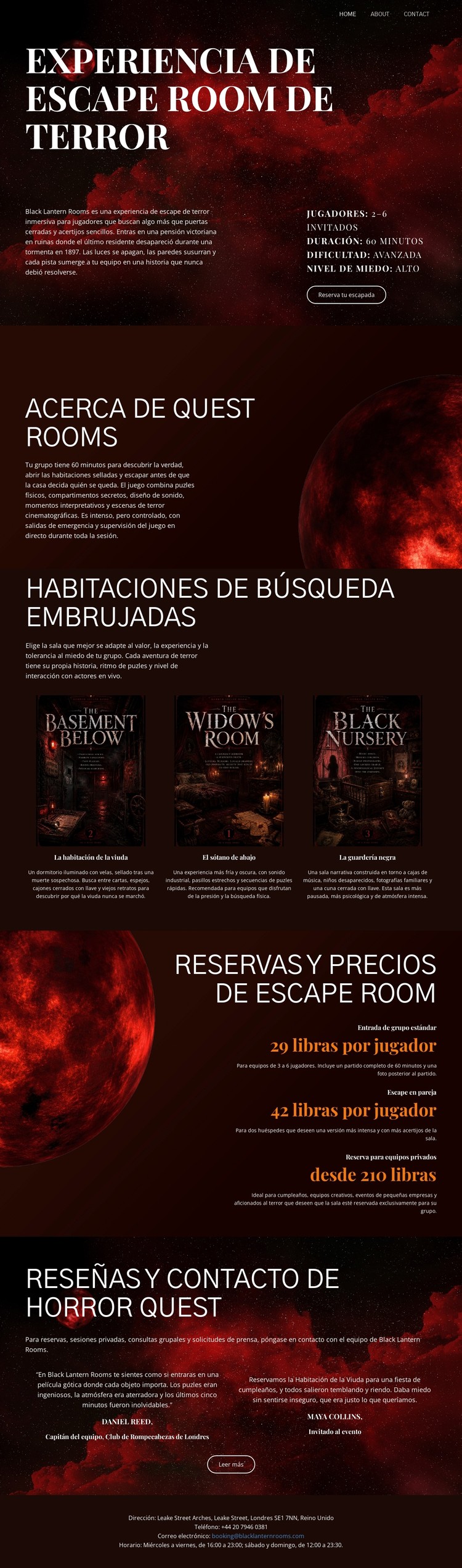 Sala de escape de terror Plantilla CSS
