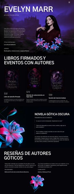 Autor De Ficción Oscura: Plantilla De Sitio Web Premium Para Empresas