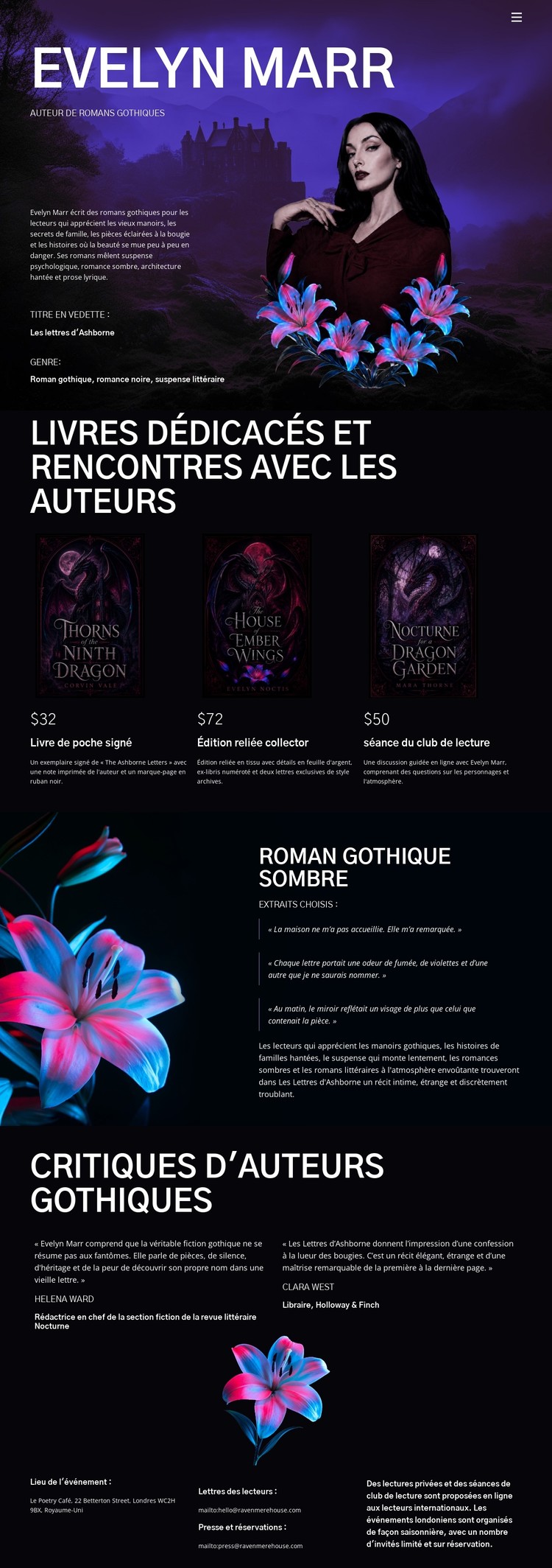Auteur de fiction sombre Modèle CSS