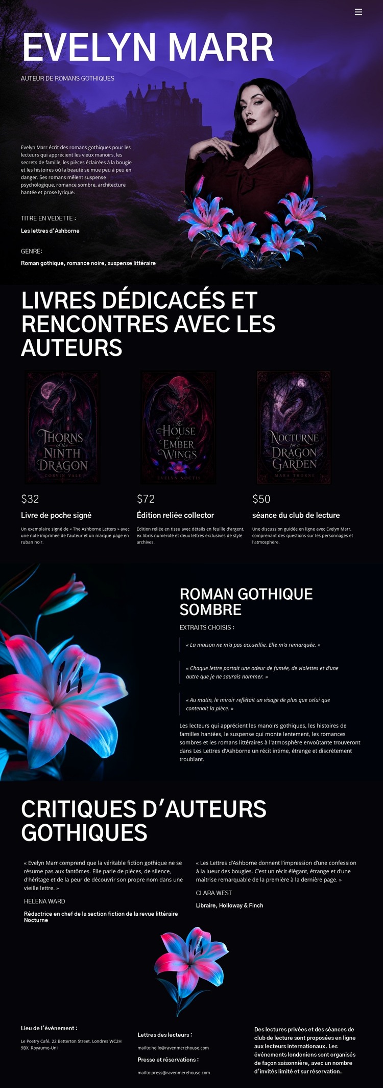 Auteur de fiction sombre Modèle HTML