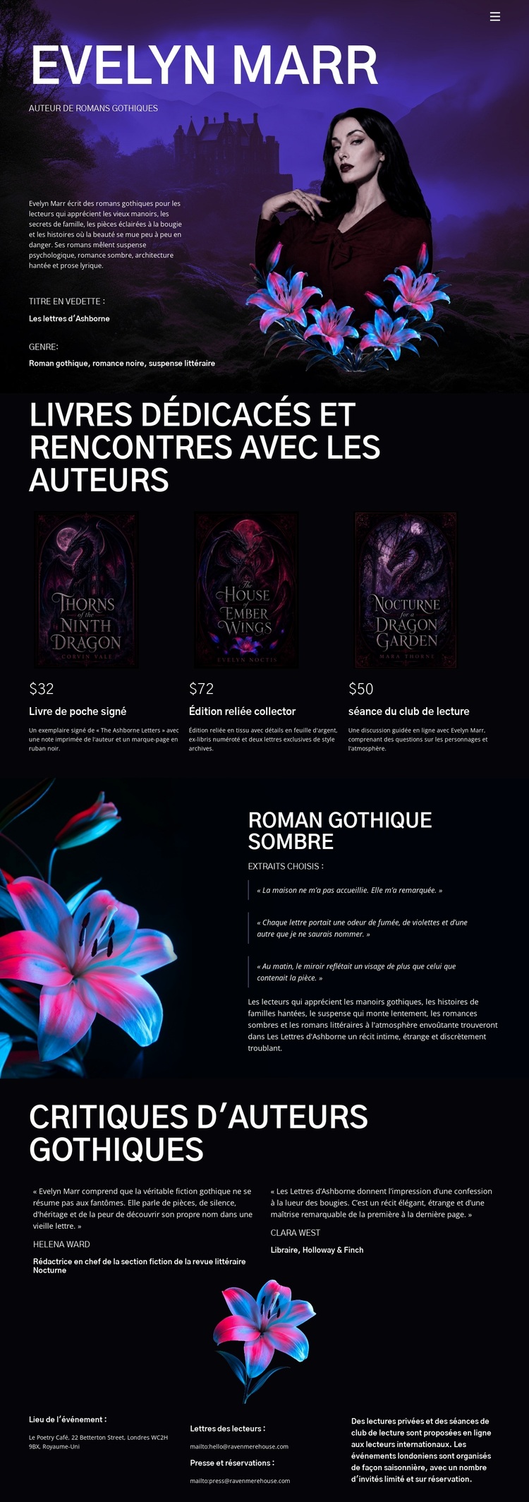 Auteur de fiction sombre Thème WordPress