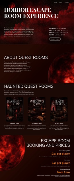 Horror Escape Room - HTML Website Layout