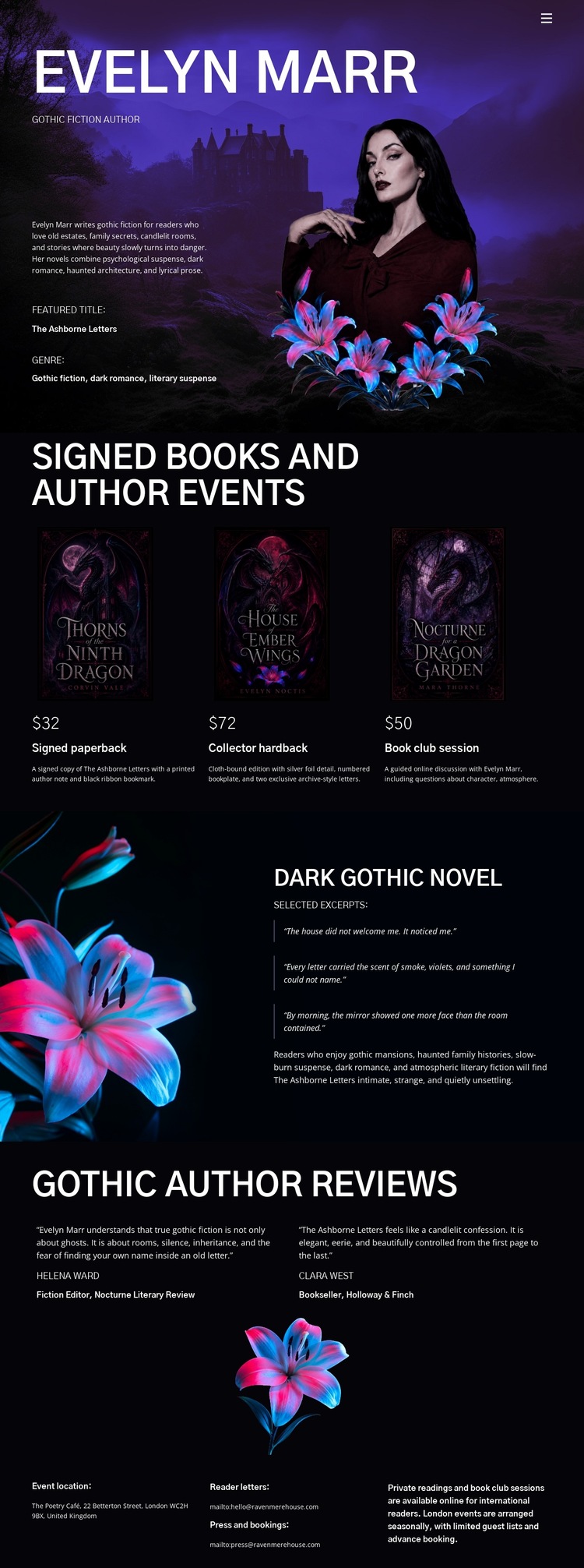 Dark Fiction Author HTML5 Template