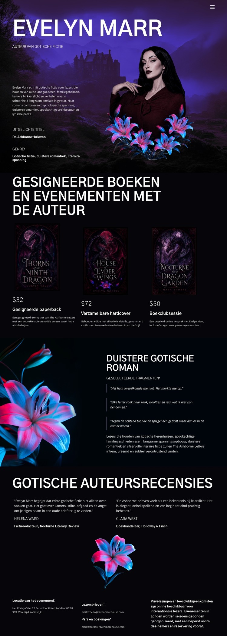 Auteur van duistere fictie CSS-sjabloon