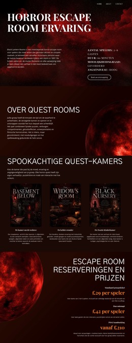 Horror Escape Room - HTML-Website-Indeling