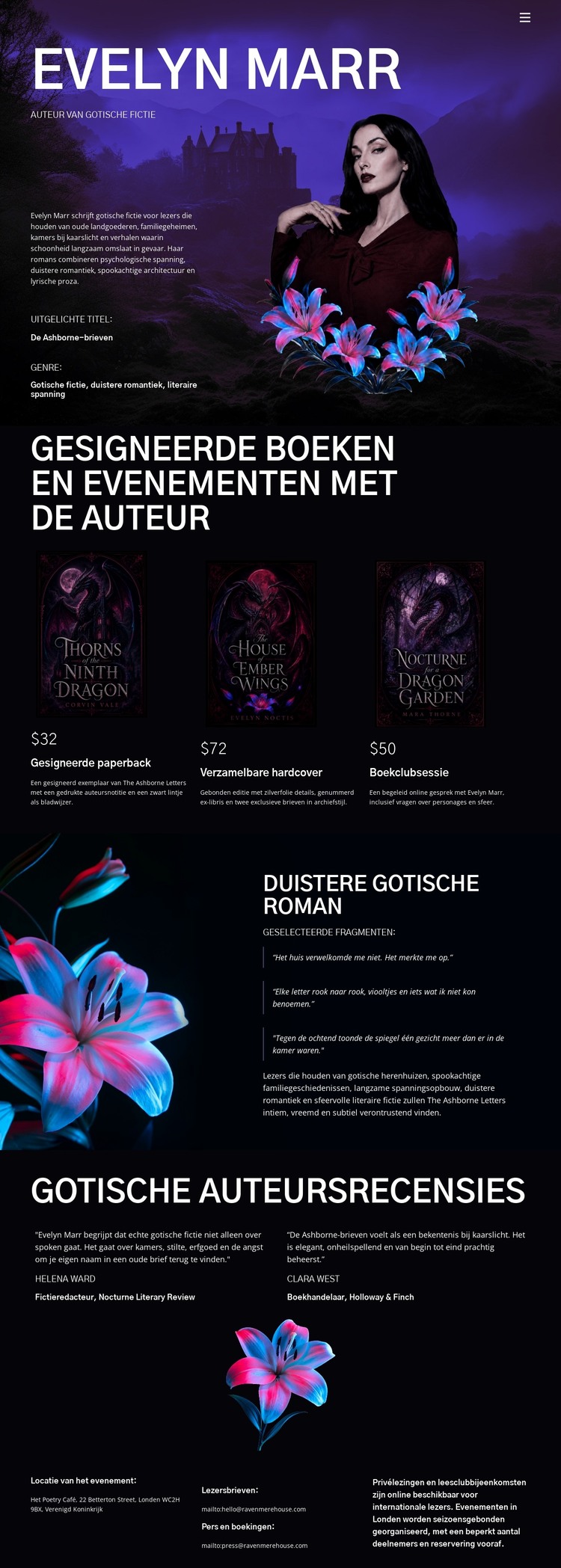 Auteur van duistere fictie HTML-sjabloon