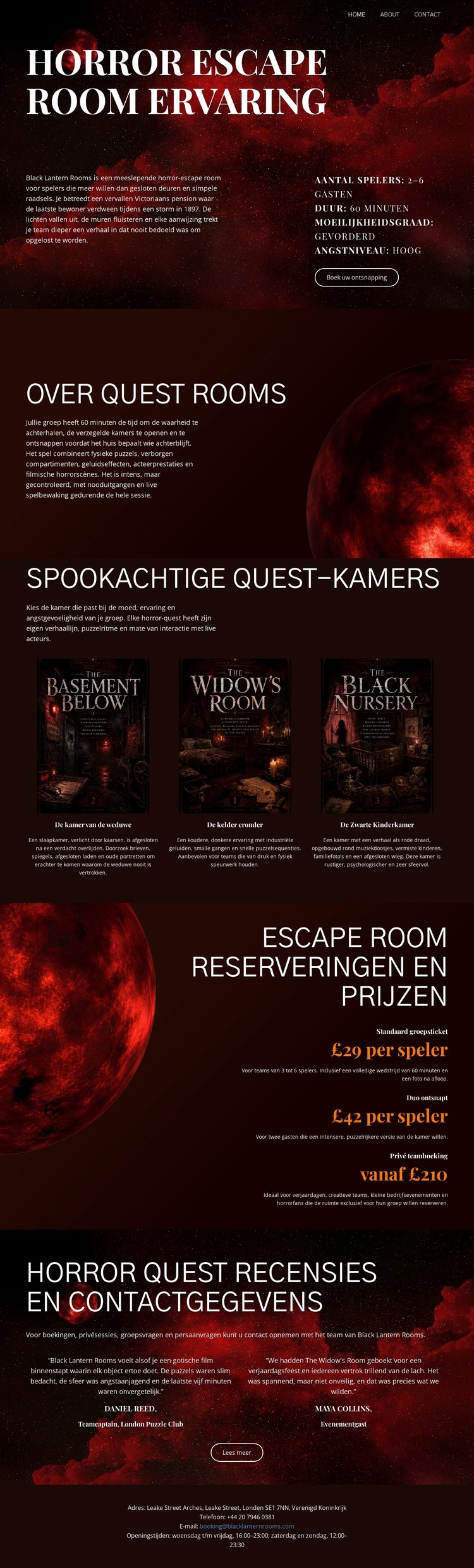 Horror Escape Room HTML-sjabloon